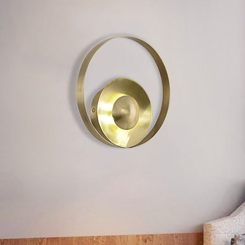 Circular Wall Lamp Colony Metal 1 Bulb Gold Sconce Light Fixture for Living Room Gold Clearhalo 'Wall Lamps & Sconces' 'Wall Lights' Lighting' 270921