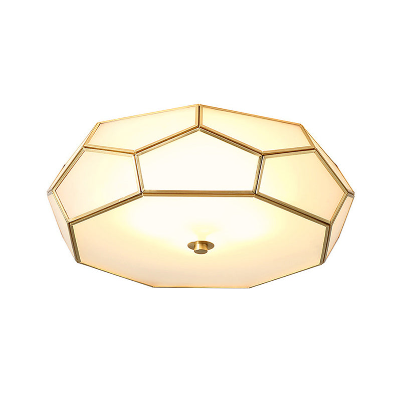 White 3/4 Heads Flush Mount Lamp Colonialism Sandblasted Glass Octagon Ceiling Fixture for Bedroom, 14"/18" W Clearhalo 'Ceiling Lights' 'Close To Ceiling Lights' 'Close to ceiling' 'Flush mount' Lighting' 270988