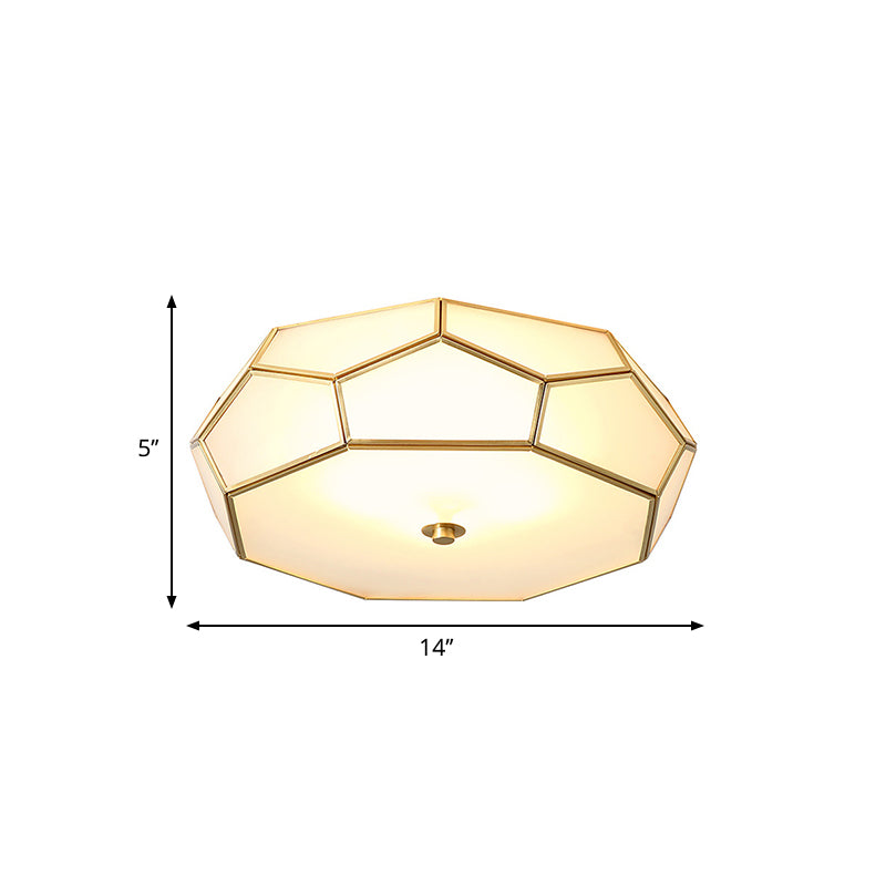 White 3/4 Heads Flush Mount Lamp Colonialism Sandblasted Glass Octagon Ceiling Fixture for Bedroom, 14"/18" W Clearhalo 'Ceiling Lights' 'Close To Ceiling Lights' 'Close to ceiling' 'Flush mount' Lighting' 270989