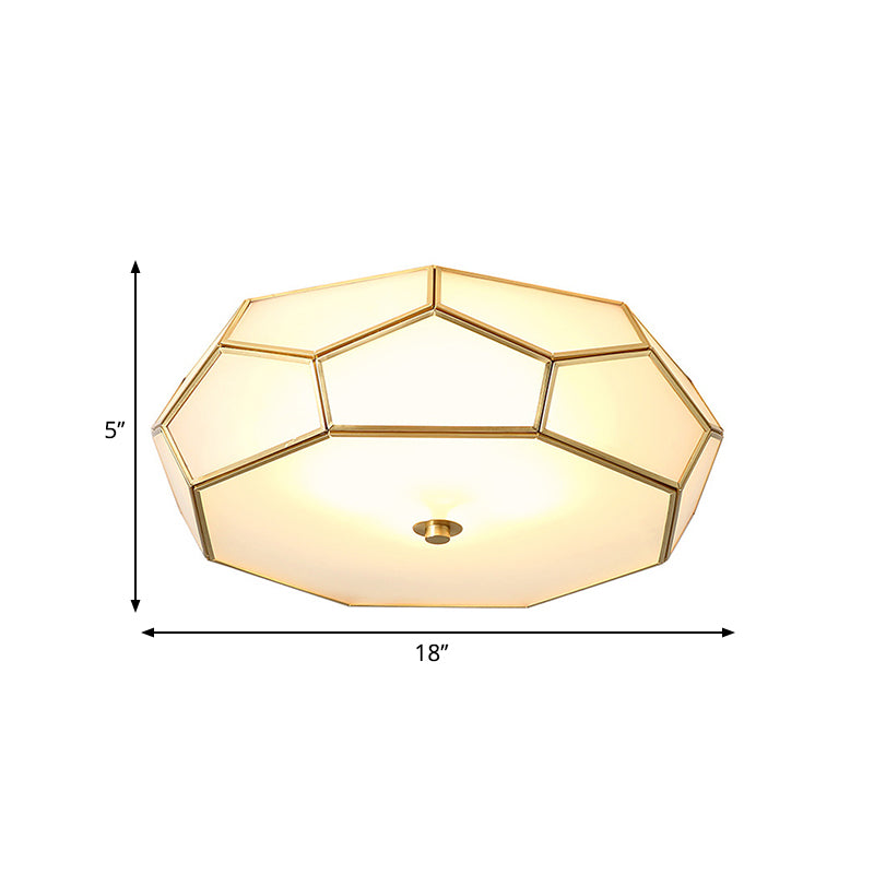 White 3/4 Heads Flush Mount Lamp Colonialism Sandblasted Glass Octagon Ceiling Fixture for Bedroom, 14"/18" W Clearhalo 'Ceiling Lights' 'Close To Ceiling Lights' 'Close to ceiling' 'Flush mount' Lighting' 270990