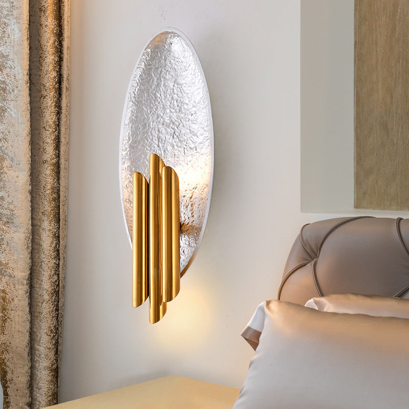 Silver/Gold 2-Light Flush Wall Sconce Minimalist Metallic Convex Oval Sconce Light Fixture Clearhalo 'Wall Lamps & Sconces' 'Wall Lights' Lighting' 270993