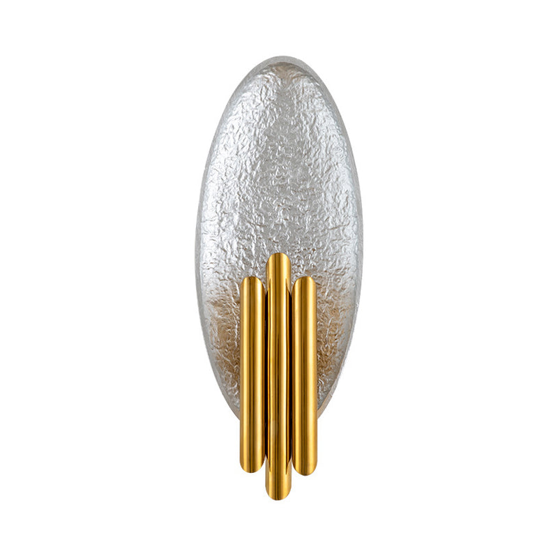 Silver/Gold 2-Light Flush Wall Sconce Minimalist Metallic Convex Oval Sconce Light Fixture Clearhalo 'Wall Lamps & Sconces' 'Wall Lights' Lighting' 270995