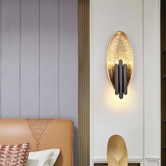 Silver/Gold 2-Light Flush Wall Sconce Minimalist Metallic Convex Oval Sconce Light Fixture Clearhalo 'Wall Lamps & Sconces' 'Wall Lights' Lighting' 270998