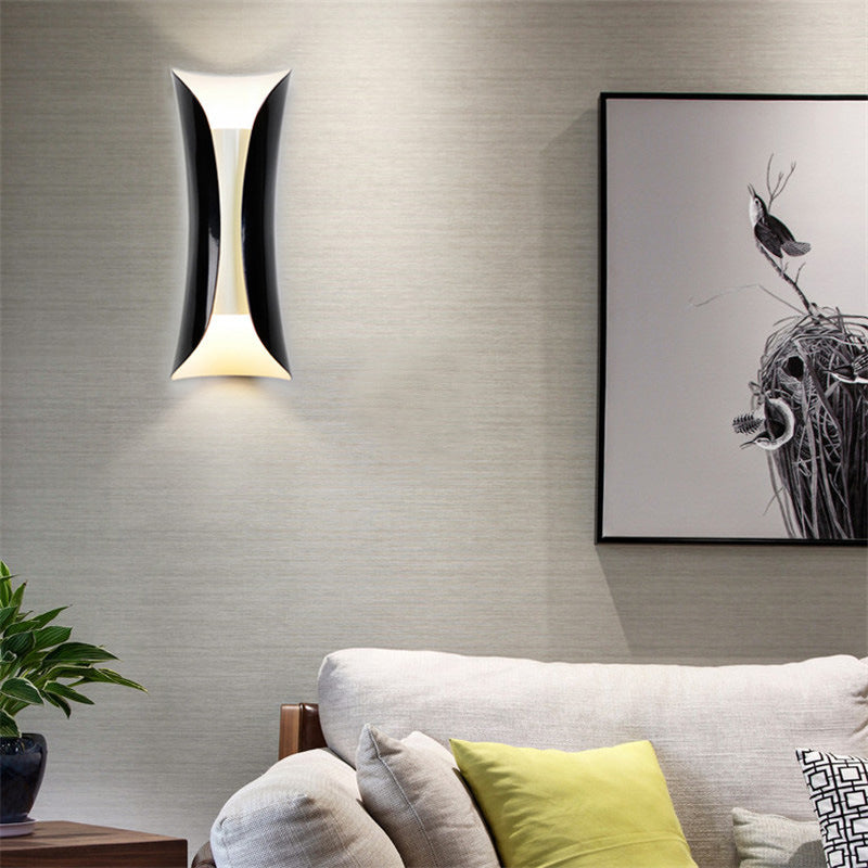 Metallic Black/White Wall Lamp Curved 2-Light Modernist Sconce Light Fixture, 13"/21"/30" H Clearhalo 'Wall Lamps & Sconces' 'Wall Lights' Lighting' 271072