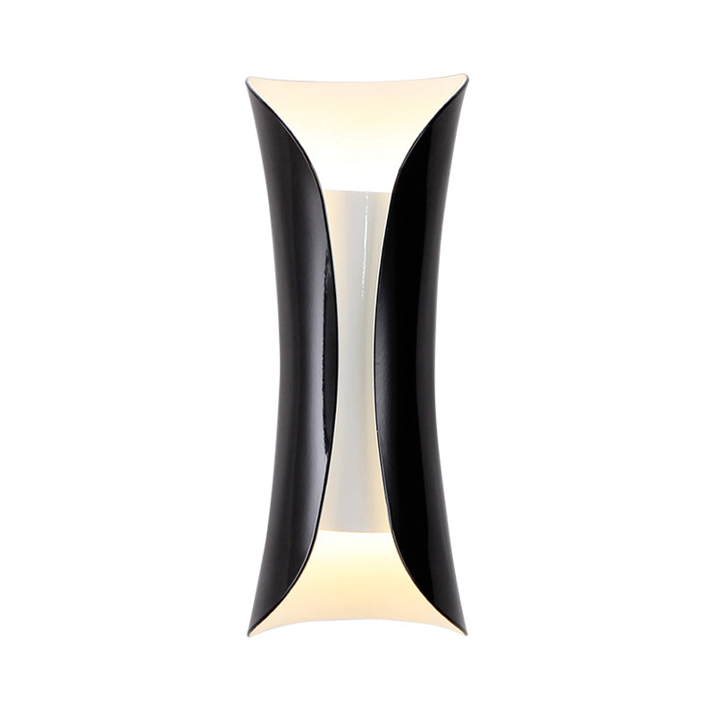 Metallic Black/White Wall Lamp Curved 2-Light Modernist Sconce Light Fixture, 13"/21"/30" H Clearhalo 'Wall Lamps & Sconces' 'Wall Lights' Lighting' 271074