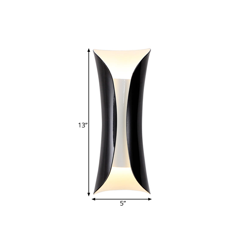 Metallic Black/White Wall Lamp Curved 2-Light Modernist Sconce Light Fixture, 13"/21"/30" H Clearhalo 'Wall Lamps & Sconces' 'Wall Lights' Lighting' 271075