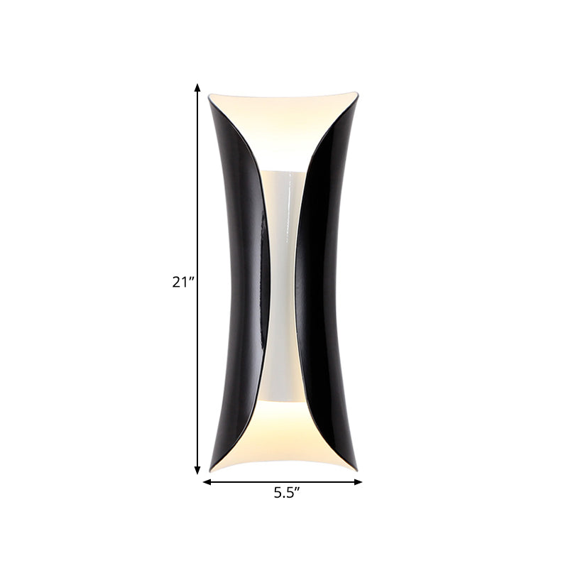 Metallic Black/White Wall Lamp Curved 2-Light Modernist Sconce Light Fixture, 13"/21"/30" H Clearhalo 'Wall Lamps & Sconces' 'Wall Lights' Lighting' 271076