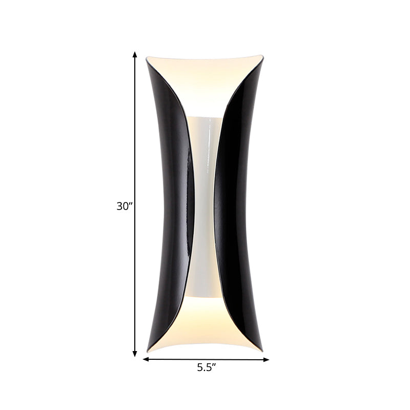 Metallic Black/White Wall Lamp Curved 2-Light Modernist Sconce Light Fixture, 13"/21"/30" H Clearhalo 'Wall Lamps & Sconces' 'Wall Lights' Lighting' 271077