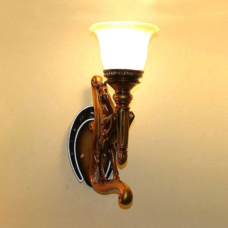 Dark Brown Steed Wall Mount Lamp Vintage Style Resin Single Sconce Light Fixture Clearhalo 'Wall Lamps & Sconces' 'Wall Lights' Lighting' 271264