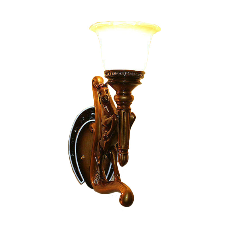 Dark Brown Steed Wall Mount Lamp Vintage Style Resin Single Sconce Light Fixture Clearhalo 'Wall Lamps & Sconces' 'Wall Lights' Lighting' 271266