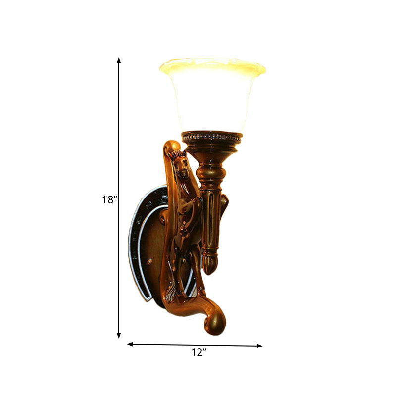 Dark Brown Steed Wall Mount Lamp Vintage Style Resin Single Sconce Light Fixture Clearhalo 'Wall Lamps & Sconces' 'Wall Lights' Lighting' 271267