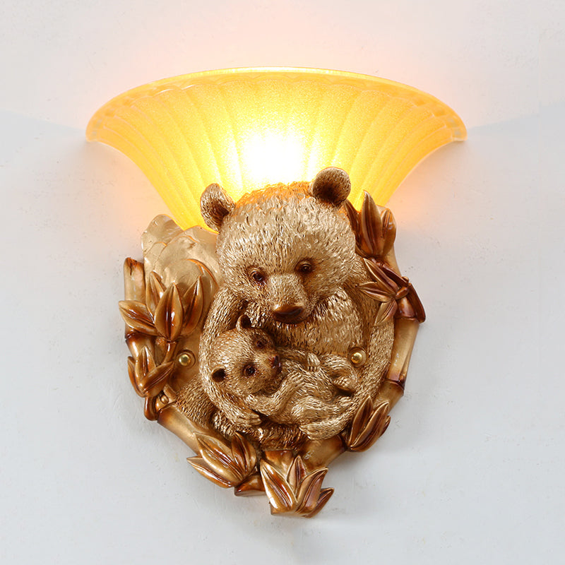 Resin Bear Mom and Baby Sconce Light Vintage 1-Light Golden Wall Mount Lighting Ideas Gold Clearhalo 'Wall Lamps & Sconces' 'Wall Lights' Lighting' 271309