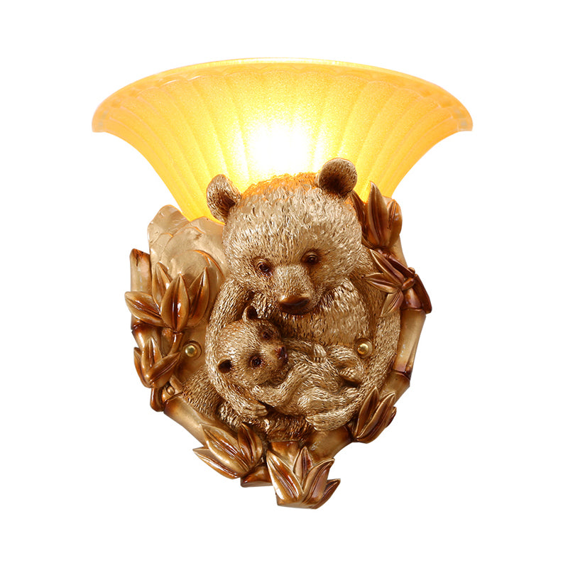 Resin Bear Mom and Baby Sconce Light Vintage 1-Light Golden Wall Mount Lighting Ideas Clearhalo 'Wall Lamps & Sconces' 'Wall Lights' Lighting' 271312