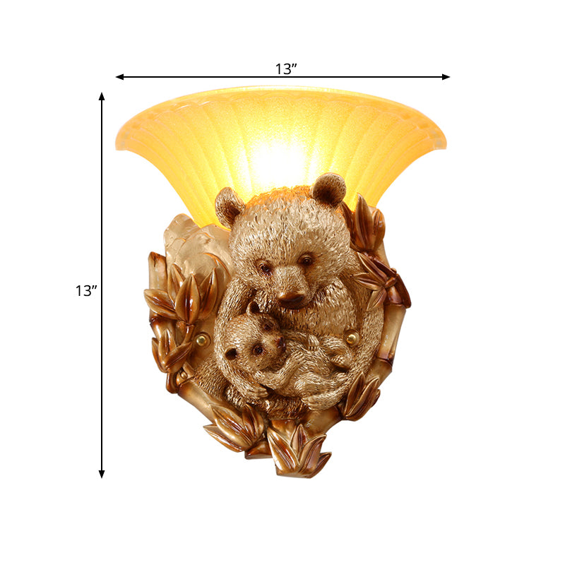 Resin Bear Mom and Baby Sconce Light Vintage 1-Light Golden Wall Mount Lighting Ideas Clearhalo 'Wall Lamps & Sconces' 'Wall Lights' Lighting' 271313