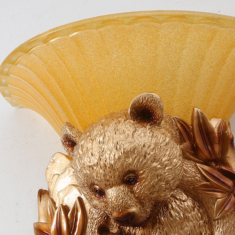 Resin Bear Mom and Baby Sconce Light Vintage 1-Light Golden Wall Mount Lighting Ideas Clearhalo 'Wall Lamps & Sconces' 'Wall Lights' Lighting' 271314