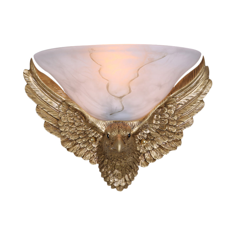 1-Light Eagle Wall Sconce Antiqued Gold Finish Resin and Plaster Flush Mount Wall Light Clearhalo 'Wall Lamps & Sconces' 'Wall Lights' Lighting' 271330