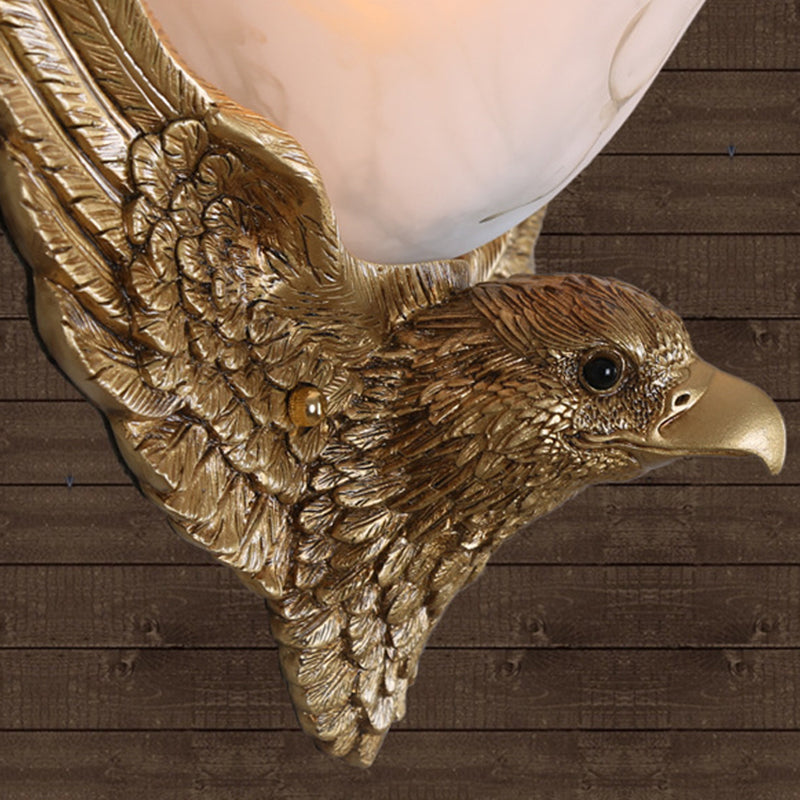 1-Light Eagle Wall Sconce Antiqued Gold Finish Resin and Plaster Flush Mount Wall Light Clearhalo 'Wall Lamps & Sconces' 'Wall Lights' Lighting' 271332