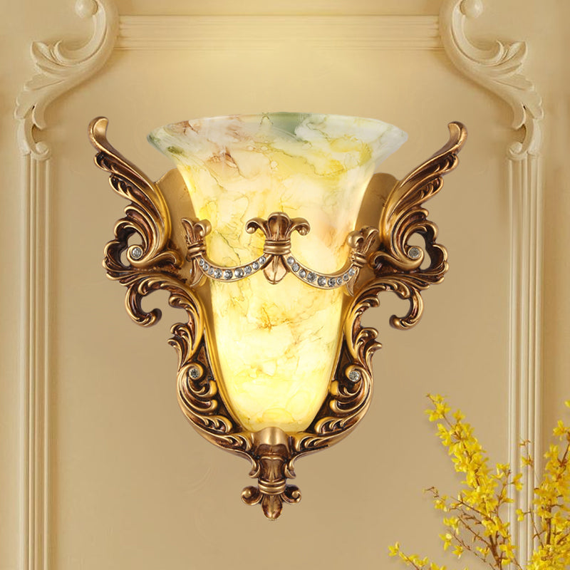 Retro Angel Wing Wall Mounted Lamp Single Resin Gold Finish Sconce Light Fixture Clearhalo 'Wall Lamps & Sconces' 'Wall Lights' Lighting' 271345