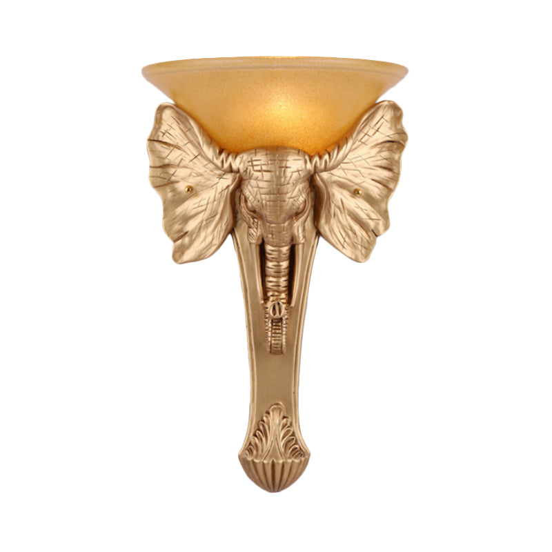 Single Resin Wall Light Colonial Style Gold Finish Elephant Flush Mount Wall Sconce Clearhalo 'Wall Lamps & Sconces' 'Wall Lights' Lighting' 271498