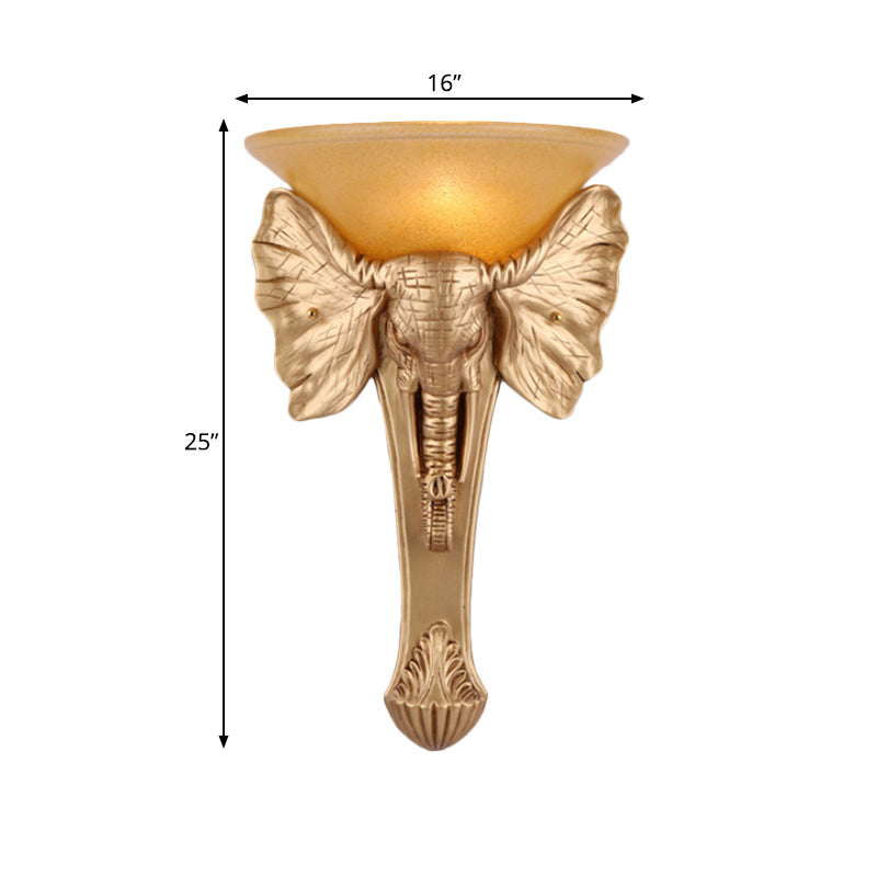 Single Resin Wall Light Colonial Style Gold Finish Elephant Flush Mount Wall Sconce Clearhalo 'Wall Lamps & Sconces' 'Wall Lights' Lighting' 271499