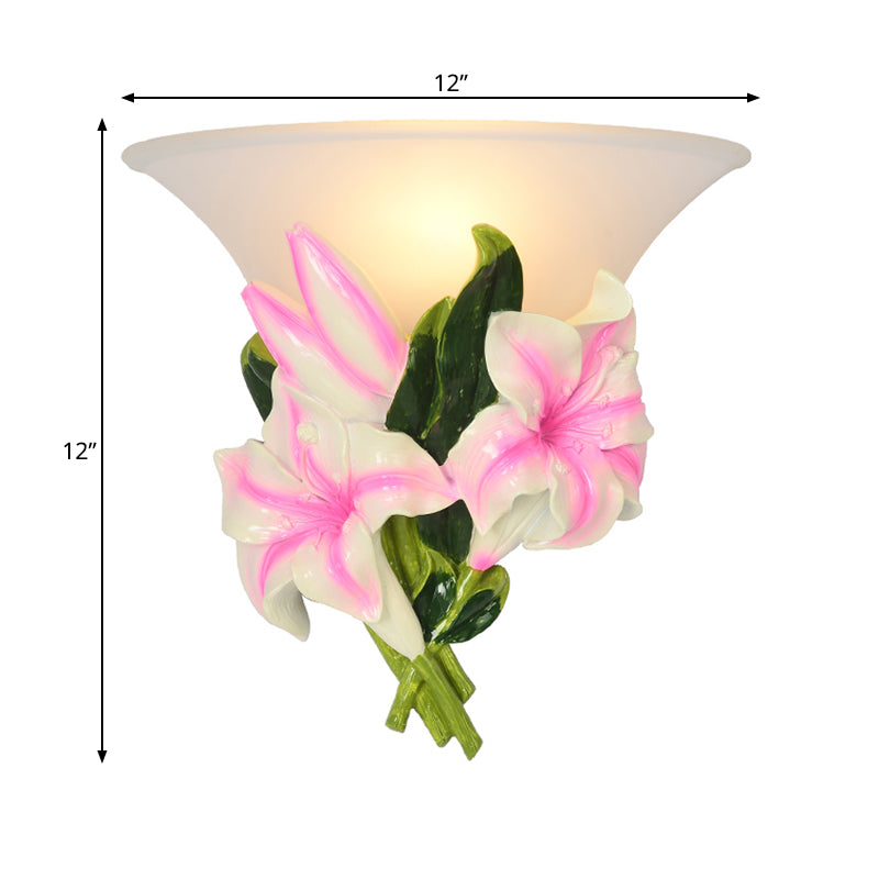 1 Light Resin Wall Lamp Modern Stylish Exquisite Pink Floral Flush Mount Wall Sconce Clearhalo 'Wall Lamps & Sconces' 'Wall Lights' Lighting' 271559