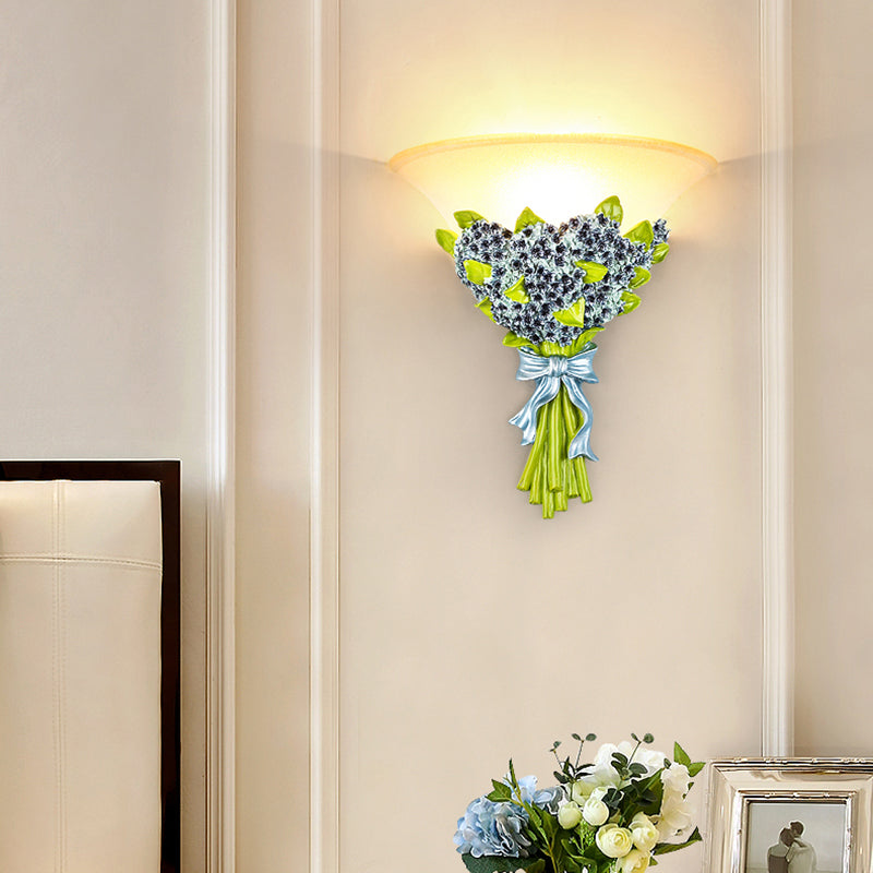 Single Flush Wall Sconce Contemporary Gypsophila Resin Wall Mounted Light Fixture in Green Clearhalo 'Wall Lamps & Sconces' 'Wall Lights' Lighting' 271592