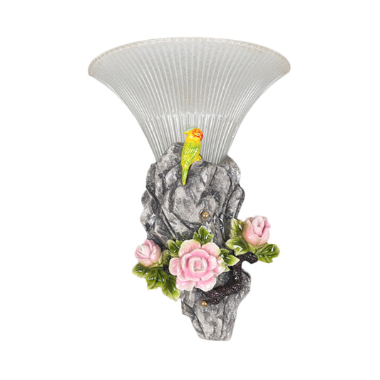 Grey Rock Garden Wall Light Fixture Modernist Resin 1 Light Engraved Surface Wall Sconce Clearhalo 'Wall Lamps & Sconces' 'Wall Lights' Lighting' 271609