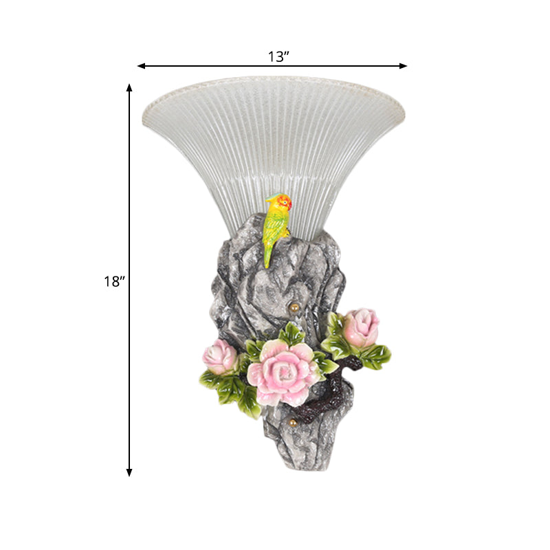 Grey Rock Garden Wall Light Fixture Modernist Resin 1 Light Engraved Surface Wall Sconce Clearhalo 'Wall Lamps & Sconces' 'Wall Lights' Lighting' 271610