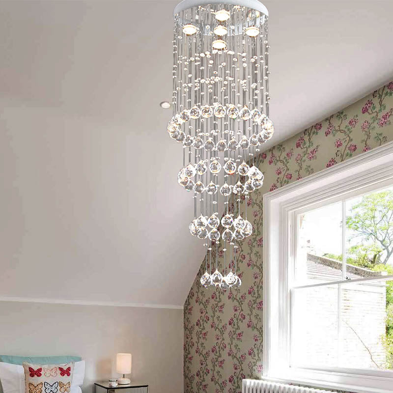 Contemporary Layered Flush Mount Faceted Crystal 5 Heads Close to Ceiling Lamp in Nickel Nickel Clearhalo 'Ceiling Lights' 'Close To Ceiling Lights' 'Close to ceiling' 'Flush mount' Lighting' 271644