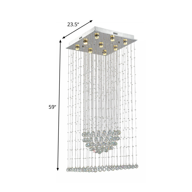 Teardrop Flush Mount Contemporary Crystal 9 Heads Nickel Close to Ceiling Lighting Clearhalo 'Ceiling Lights' 'Close To Ceiling Lights' 'Close to ceiling' 'Flush mount' Lighting' 271658