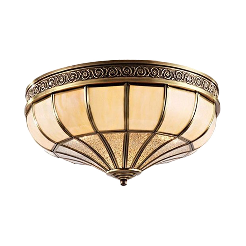 Dome Bedroom Flush Mount Lamp Colonial Opaque Glass 3/4 Bulbs Brass Ceiling Light Fixture, 12.5"/16" W Clearhalo 'Ceiling Lights' 'Close To Ceiling Lights' 'Close to ceiling' 'Flush mount' Lighting' 271691