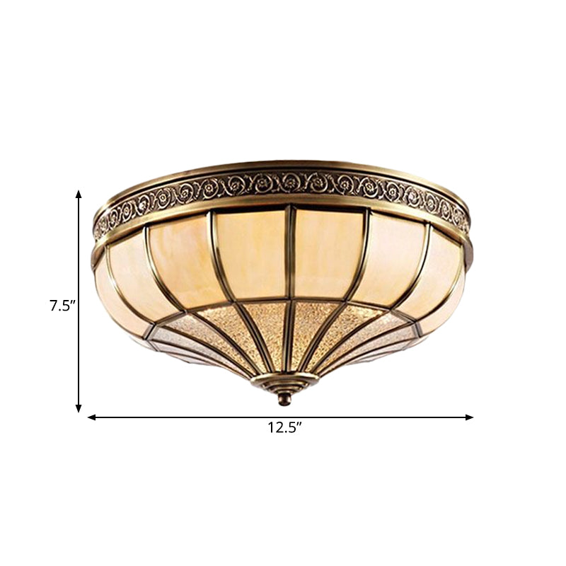 Dome Bedroom Flush Mount Lamp Colonial Opaque Glass 3/4 Bulbs Brass Ceiling Light Fixture, 12.5"/16" W Clearhalo 'Ceiling Lights' 'Close To Ceiling Lights' 'Close to ceiling' 'Flush mount' Lighting' 271692