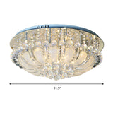 Round Flush Light Modern Crystal 19.5"/23.5"/31.5" Wide 6/7/13 Heads Stainless-Steel Ceiling Mounted Fixture Clearhalo 'Ceiling Lights' 'Close To Ceiling Lights' 'Close to ceiling' 'Flush mount' Lighting' 271701