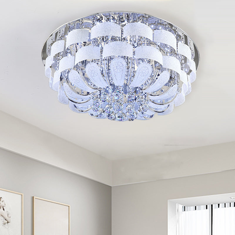 Stainless-Steel Dome Flush Mount Modernist 6/7/18 Heads Cut Crystal Ceiling Light Fixture Stainless-Steel Clearhalo 'Ceiling Lights' 'Close To Ceiling Lights' 'Close to ceiling' 'Flush mount' Lighting' 271757