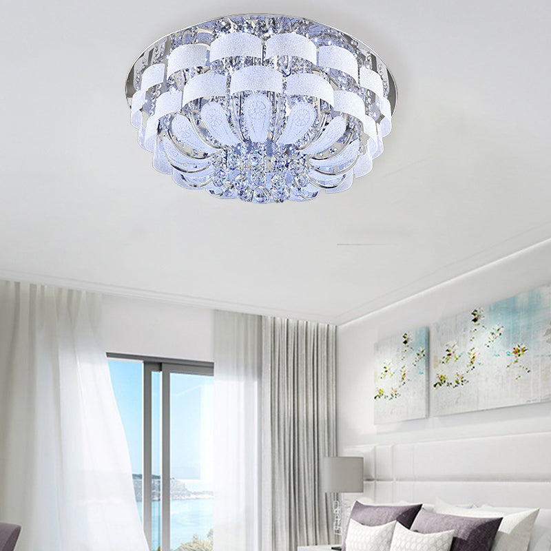 Stainless-Steel Dome Flush Mount Modernist 6/7/18 Heads Cut Crystal Ceiling Light Fixture Clearhalo 'Ceiling Lights' 'Close To Ceiling Lights' 'Close to ceiling' 'Flush mount' Lighting' 271759