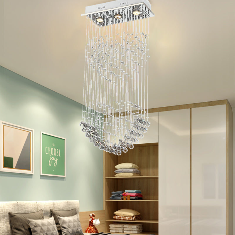 Faceted Crystal Heart Flush Light Modernist 3 Heads Nickel Ceiling Mounted Fixture Nickel Clearhalo 'Ceiling Lights' 'Close To Ceiling Lights' 'Close to ceiling' 'Flush mount' Lighting' 271798