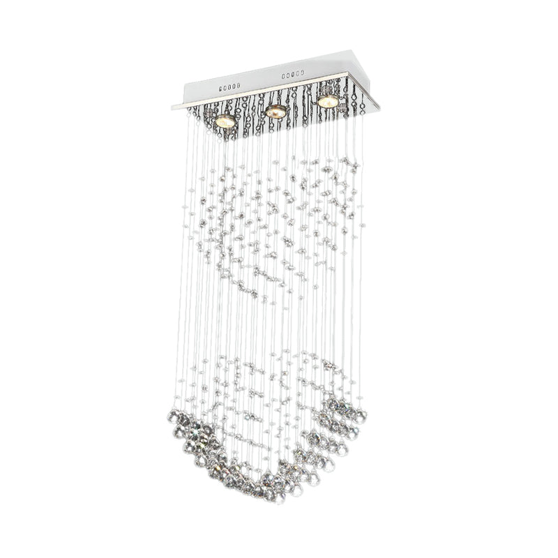 Faceted Crystal Heart Flush Light Modernist 3 Heads Nickel Ceiling Mounted Fixture Clearhalo 'Ceiling Lights' 'Close To Ceiling Lights' 'Close to ceiling' 'Flush mount' Lighting' 271801