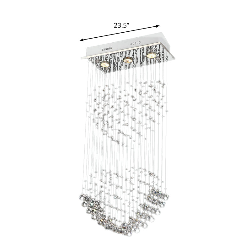 Faceted Crystal Heart Flush Light Modernist 3 Heads Nickel Ceiling Mounted Fixture Clearhalo 'Ceiling Lights' 'Close To Ceiling Lights' 'Close to ceiling' 'Flush mount' Lighting' 271802