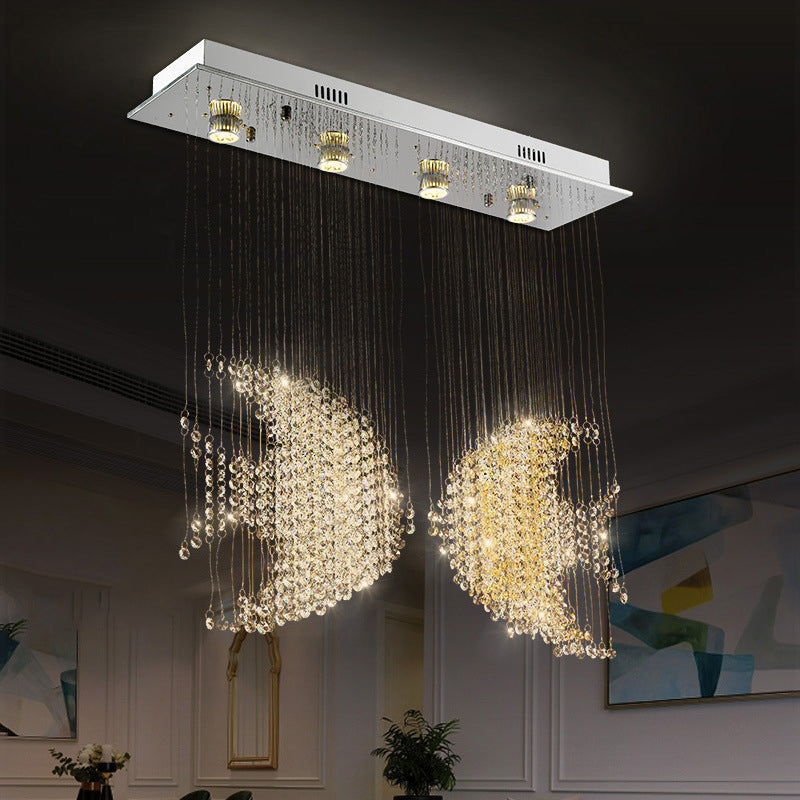 Nickel Fish Flush Light Modernism 4 Heads Crystal 3w/5w Close to Ceiling Lighting for Living Room Clearhalo 'Ceiling Lights' 'Close To Ceiling Lights' 'Close to ceiling' 'Flush mount' Lighting' 271820