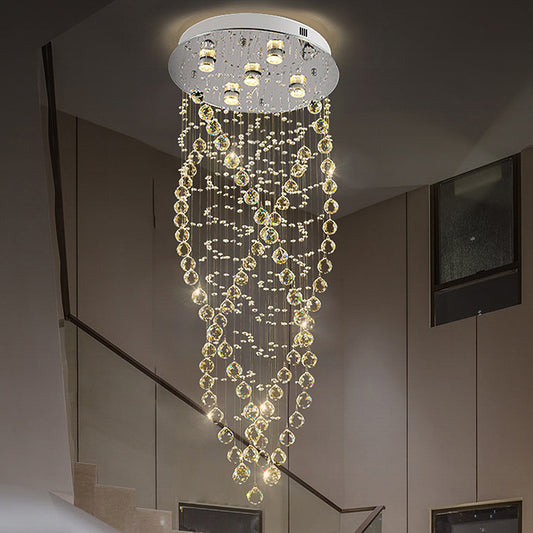 5 Bulbs Spiral Flush Light Modern Crystal Close to Ceiling Lighting in Nickel for Living Room Nickel Clearhalo 'Ceiling Lights' 'Close To Ceiling Lights' 'Close to ceiling' 'Flush mount' Lighting' 271856
