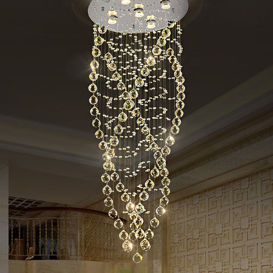 5 Bulbs Spiral Flush Light Modern Crystal Close to Ceiling Lighting in Nickel for Living Room Clearhalo 'Ceiling Lights' 'Close To Ceiling Lights' 'Close to ceiling' 'Flush mount' Lighting' 271857