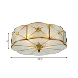 Colonialism Scallop Ceiling Mounted Light 3/4/6 Bulbs Seeded Glass Flush Mount Chandelier in Brass for Bedroom Clearhalo 'Ceiling Lights' 'Close To Ceiling Lights' 'Close to ceiling' 'Flush mount' Lighting' 271974