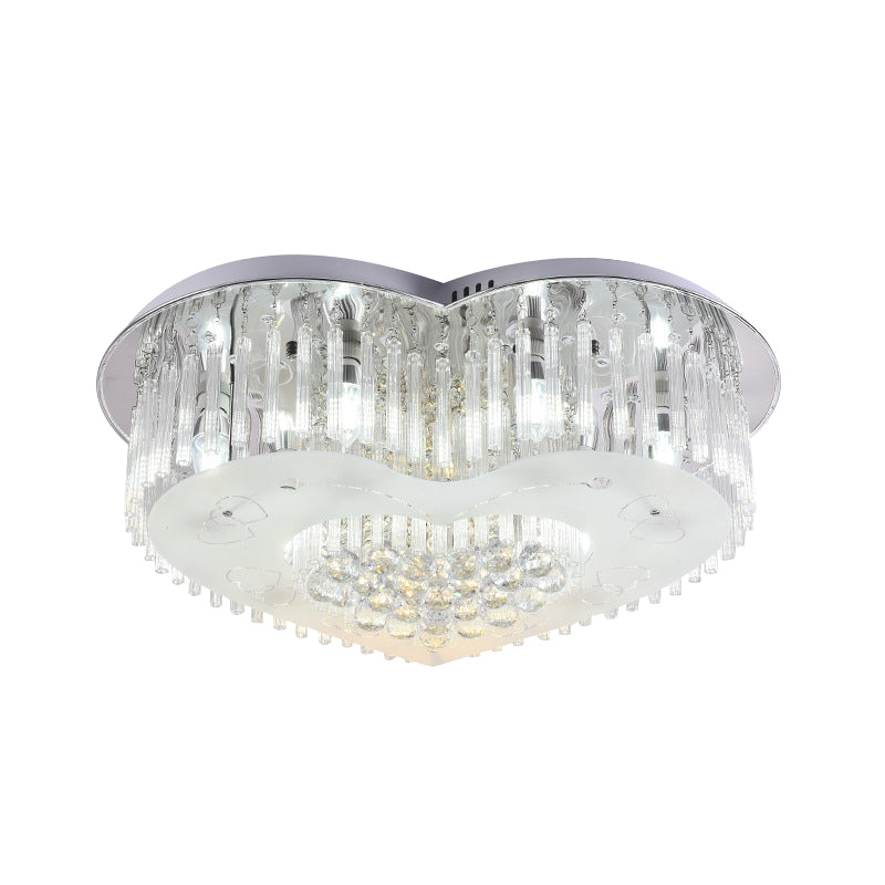 Heart Flushmount Modernist K9 Crystal 18"/23.5" Wide LED Silver Ceiling Light Fixture for Bedroom Clearhalo 'Ceiling Lights' 'Close To Ceiling Lights' 'Close to ceiling' 'Flush mount' Lighting' 272044