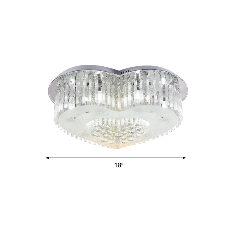 Heart Flushmount Modernist K9 Crystal 18"/23.5" Wide LED Silver Ceiling Light Fixture for Bedroom Clearhalo 'Ceiling Lights' 'Close To Ceiling Lights' 'Close to ceiling' 'Flush mount' Lighting' 272045