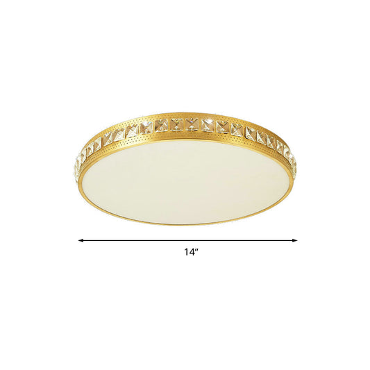 Circle Flush Light Modern Crystal Gold LED Ceiling Mounted Fixture in Warm/White/Natural Light, 14"/18"/21.5" Wide Clearhalo 'Ceiling Lights' 'Close To Ceiling Lights' 'Close to ceiling' 'Flush mount' Lighting' 272068