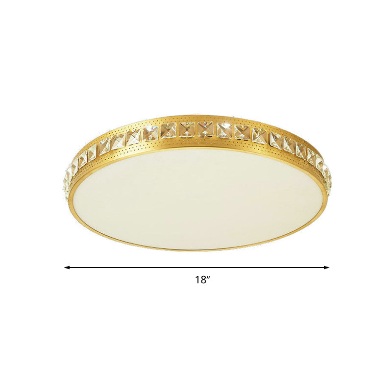 Circle Flush Light Modern Crystal Gold LED Ceiling Mounted Fixture in Warm/White/Natural Light, 14"/18"/21.5" Wide Clearhalo 'Ceiling Lights' 'Close To Ceiling Lights' 'Close to ceiling' 'Flush mount' Lighting' 272069