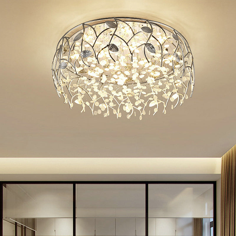 Round Living Room Flush Mount Lamp Crystal LED Contemporary Flush Light Fixture in Chrome Chrome Clearhalo 'Ceiling Lights' 'Close To Ceiling Lights' 'Close to ceiling' 'Flush mount' Lighting' 272118