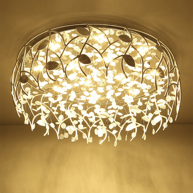 Round Living Room Flush Mount Lamp Crystal LED Contemporary Flush Light Fixture in Chrome Clearhalo 'Ceiling Lights' 'Close To Ceiling Lights' 'Close to ceiling' 'Flush mount' Lighting' 272121