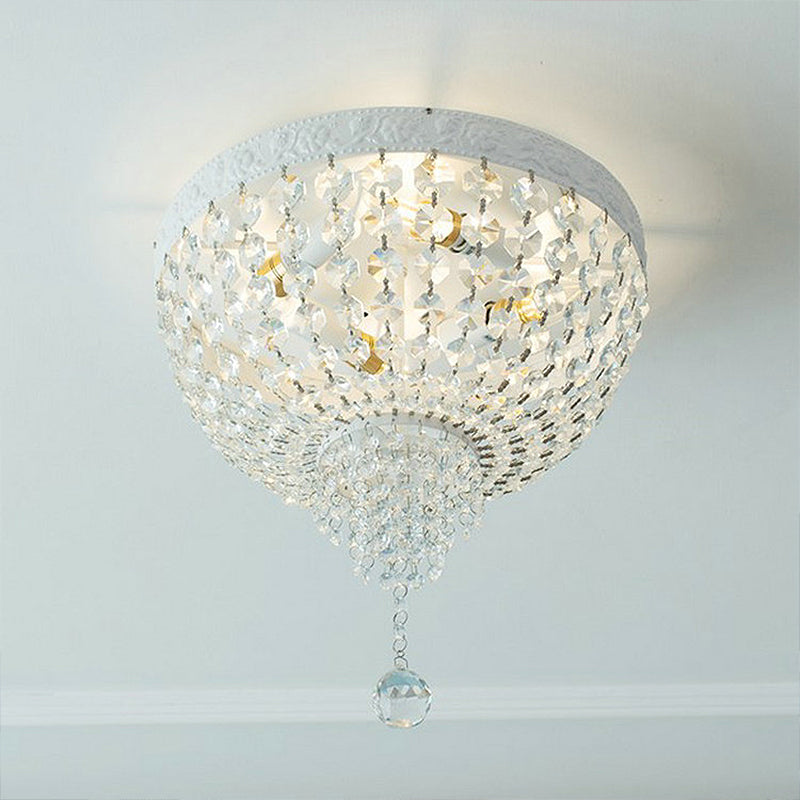 Beaded Flushmount Lighting Minimalist Clear Crystal 12"/16"/19.5" Wide 1 Light Ceiling Fixture for Living Room Clear Clearhalo 'Ceiling Lights' 'Close To Ceiling Lights' 'Close to ceiling' 'Flush mount' Lighting' 272125