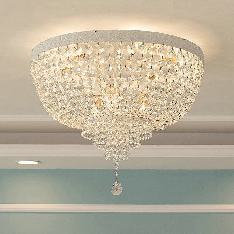 Beaded Flushmount Lighting Minimalist Clear Crystal 12"/16"/19.5" Wide 1 Light Ceiling Fixture for Living Room Clearhalo 'Ceiling Lights' 'Close To Ceiling Lights' 'Close to ceiling' 'Flush mount' Lighting' 272126